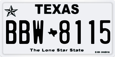 TX license plate BBW8115