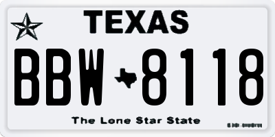 TX license plate BBW8118