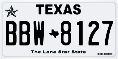 TX license plate BBW8127