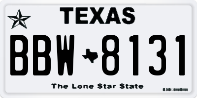 TX license plate BBW8131