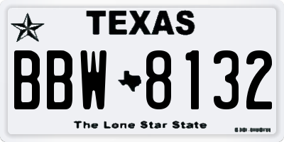 TX license plate BBW8132