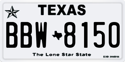 TX license plate BBW8150
