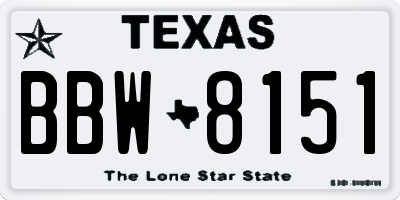 TX license plate BBW8151