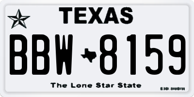 TX license plate BBW8159