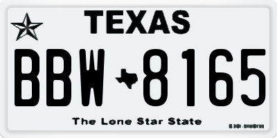 TX license plate BBW8165