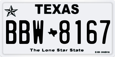 TX license plate BBW8167