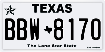 TX license plate BBW8170