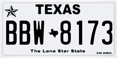 TX license plate BBW8173