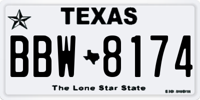 TX license plate BBW8174