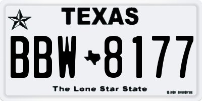 TX license plate BBW8177