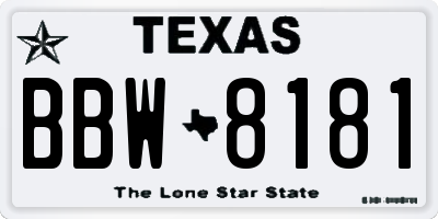 TX license plate BBW8181