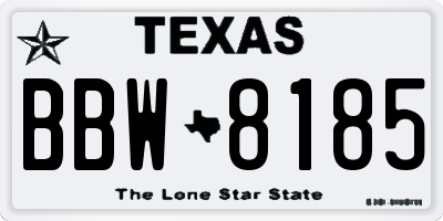TX license plate BBW8185