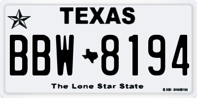 TX license plate BBW8194