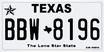 TX license plate BBW8196