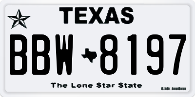 TX license plate BBW8197