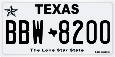 TX license plate BBW8200