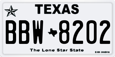 TX license plate BBW8202