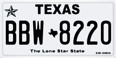 TX license plate BBW8220