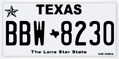 TX license plate BBW8230
