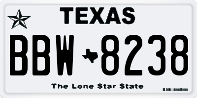TX license plate BBW8238