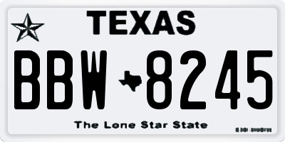 TX license plate BBW8245