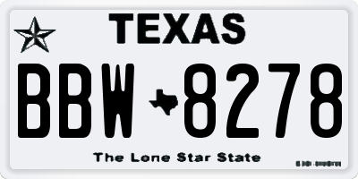 TX license plate BBW8278