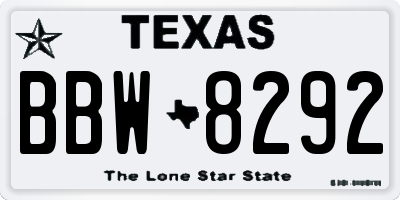 TX license plate BBW8292