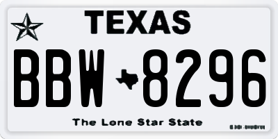 TX license plate BBW8296