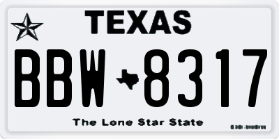 TX license plate BBW8317