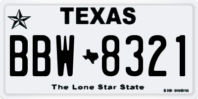 TX license plate BBW8321
