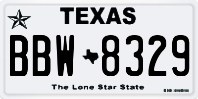 TX license plate BBW8329