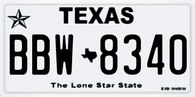 TX license plate BBW8340