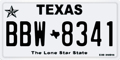 TX license plate BBW8341