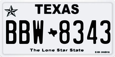 TX license plate BBW8343