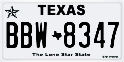 TX license plate BBW8347