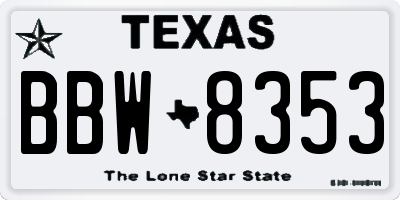 TX license plate BBW8353