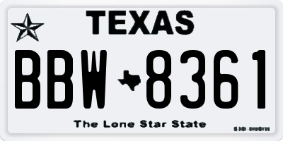 TX license plate BBW8361