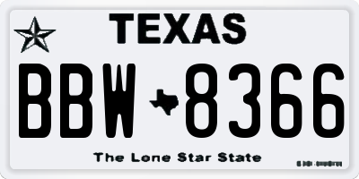TX license plate BBW8366