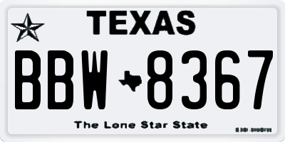 TX license plate BBW8367