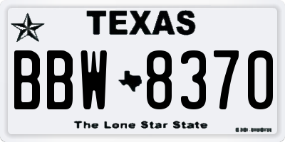 TX license plate BBW8370