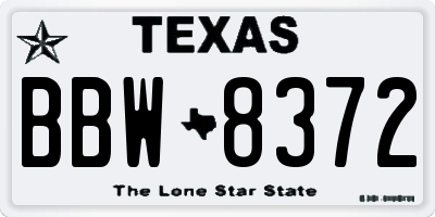 TX license plate BBW8372