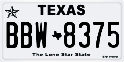 TX license plate BBW8375
