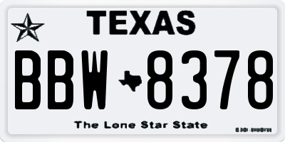 TX license plate BBW8378