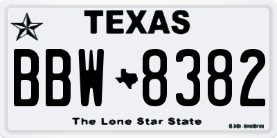 TX license plate BBW8382