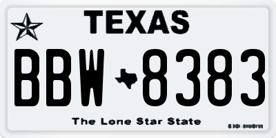 TX license plate BBW8383