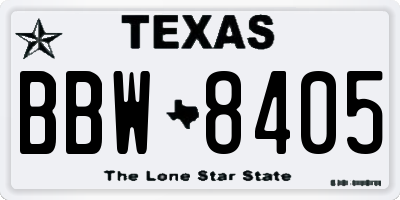 TX license plate BBW8405