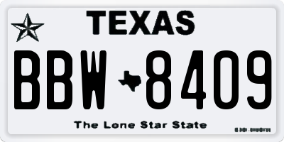 TX license plate BBW8409