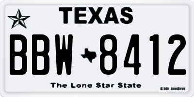 TX license plate BBW8412