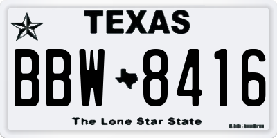 TX license plate BBW8416
