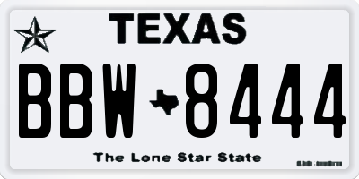 TX license plate BBW8444